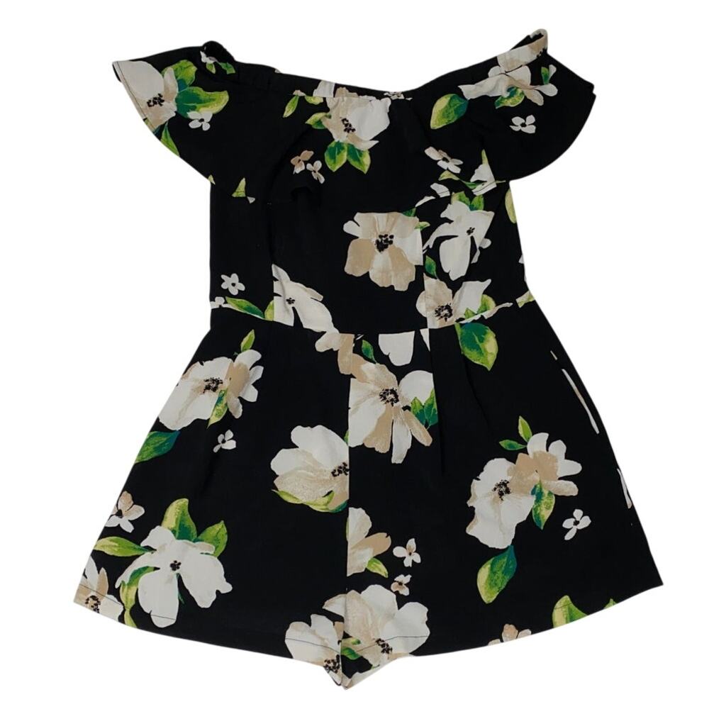 Ruffle Floral Romper Off Shoulder Size Medium Papermoon